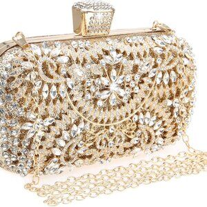 Womens Sparkly Rhinestone Crystal Clutch Bag Glitter Sequin Bridal Purse Evening